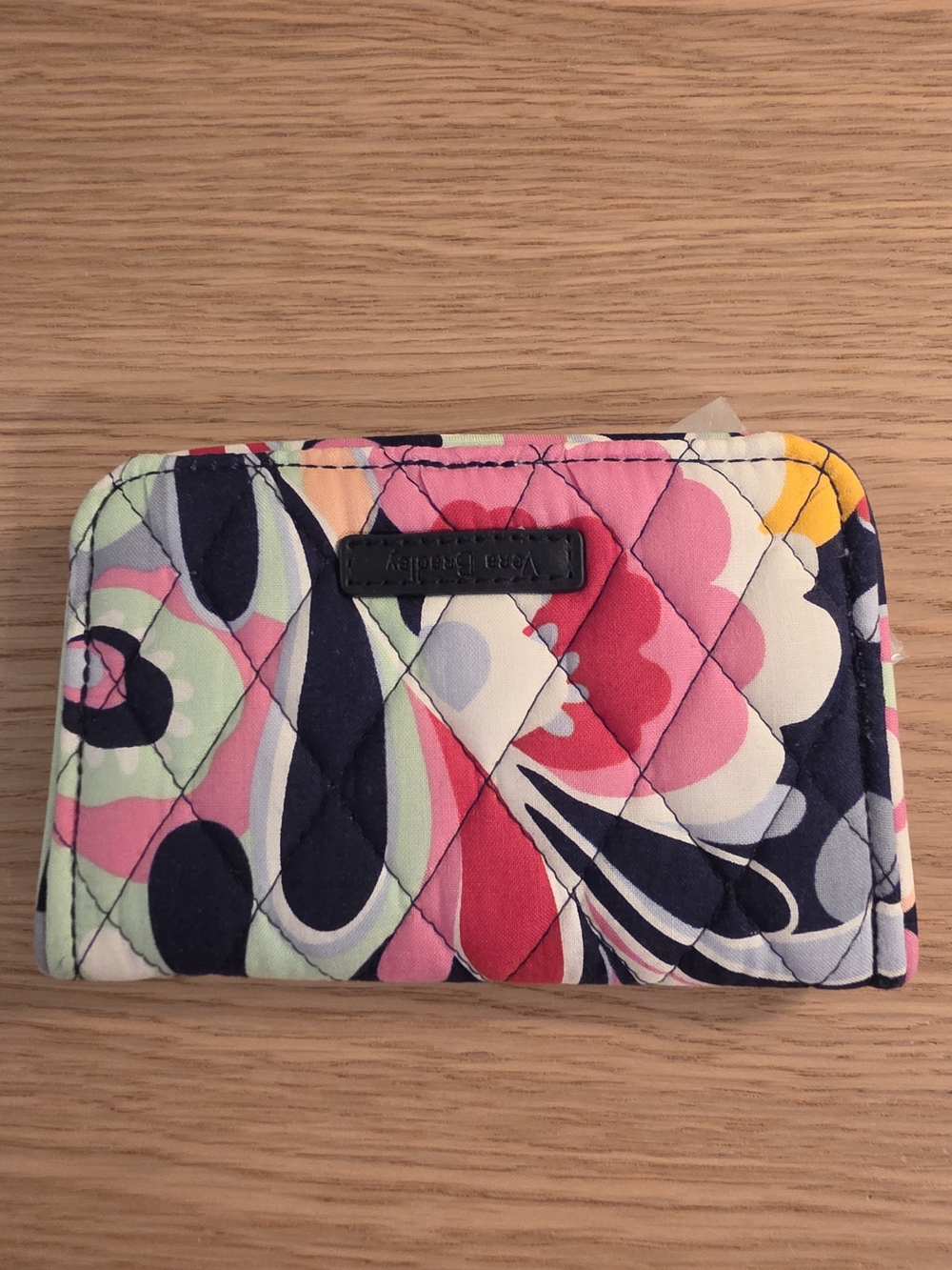 Vera Bradley Navy, Pink and Cream Quilted Floral Zip Wallet